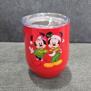 Disney "Merry Christmas" Mickey & Minnie Stainless Steel 10oz. Tumbler w/ Lid